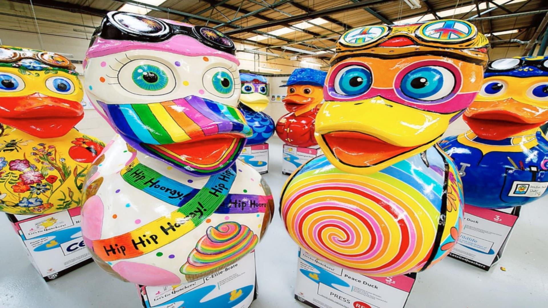 Large decorative duck sculptures