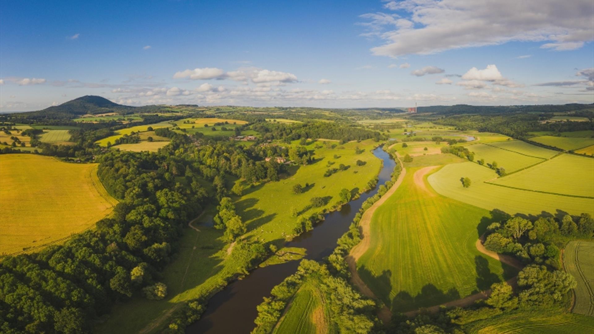 Aerial view of the countryside in Telford