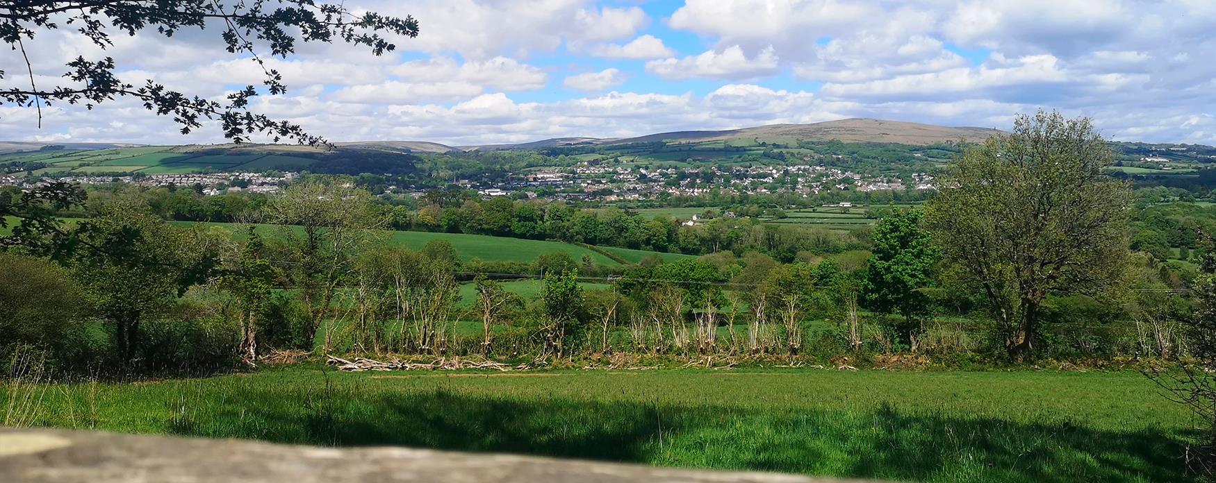 View from bridle path across to Western Beacon in West Devon