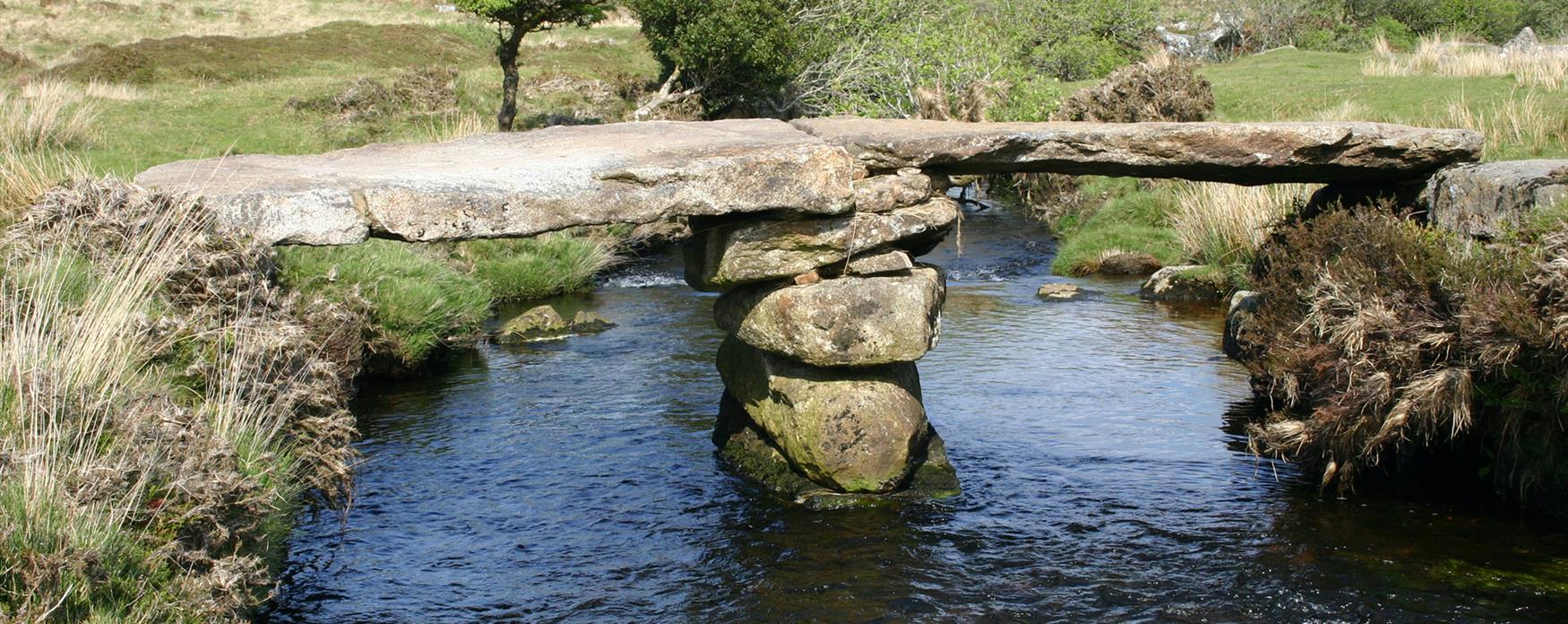 Teign-e-ver Clapper Bridge, Scorhill, Dartmoor, Devon