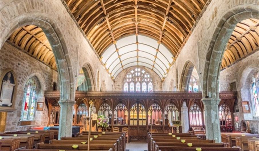 View of the inside of St Michaels Church in Chagford