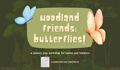 rectangular image with a green woodland background. layered in front is a green rectangle containing the name of the event, underneath this is the wor