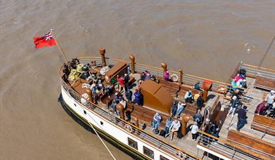 Aerial view of a boat at sea