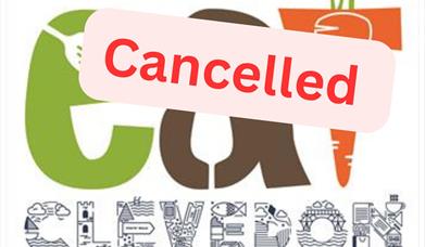 eat: Clevedon food festival poster with Cancelled stamped across it
