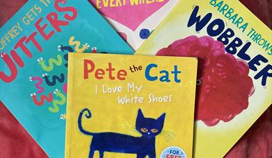 Photograph of brightly coloured children's books