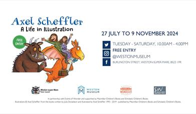 Poster image of Alex Scheffler drawings with event information.