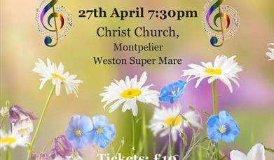 Poster with spring images and concert details.