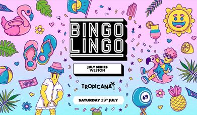 Cartoon-style colourful poster advertising Bingo Lingo