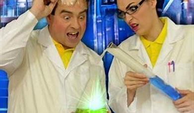 scientists over experiment, shocked expressions