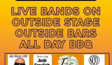 Golden poster advertising the TavernFest music festival in Weston-super-Mare