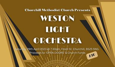 Weston Light Orchestra Concert - designed poster in gold.