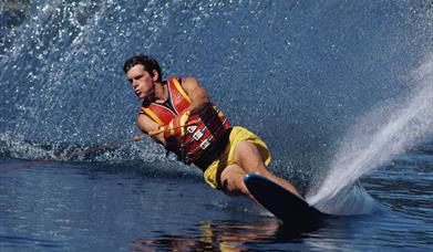 A water ski racer in action