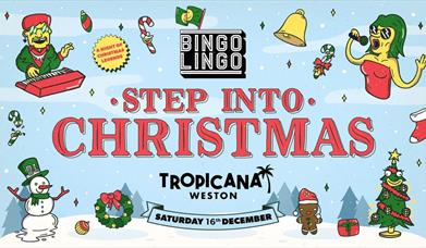 Snowscene Christmas-themed poster promoting a Bingo Lingo night