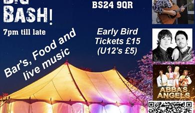 Hutton's Big Bash poster - photograph of big top tent and photographs of the performers.