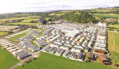 Riverside Holiday Village aerial shot Visit Weston-super-Mare caravans rural park countryside