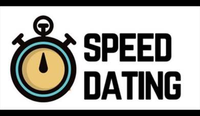 A cartoon style stopwatch on a black background to advertise a speed dating night in Weston-super-Mare