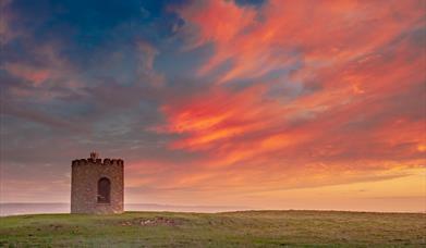 View of Uphill Beacon at sunrise