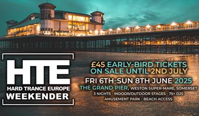 HTE weekender poster with photograph of the Grand Pier and event information.