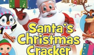 santa and other christmas animals, text reads santas christmas cracker