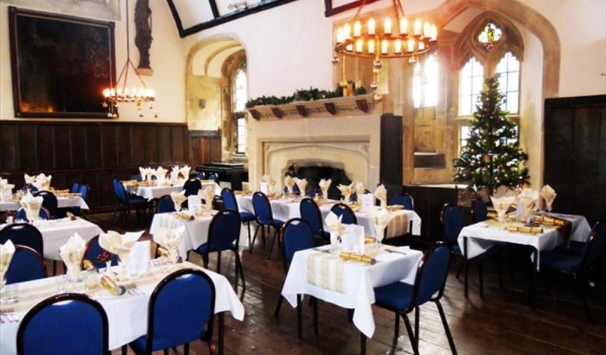 Wells Cathedral Christmas Lunches in medieval Vicars Hall Visit