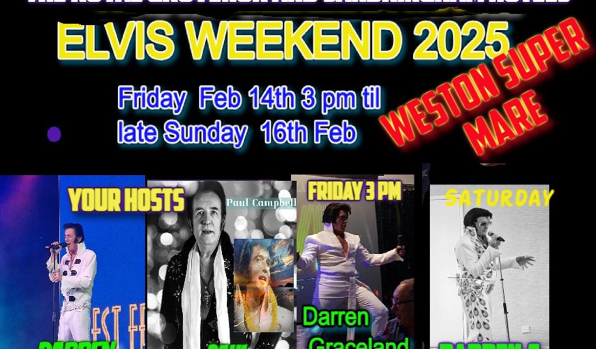 Poster advertising an Elvis weekend in Weston-super-Mare