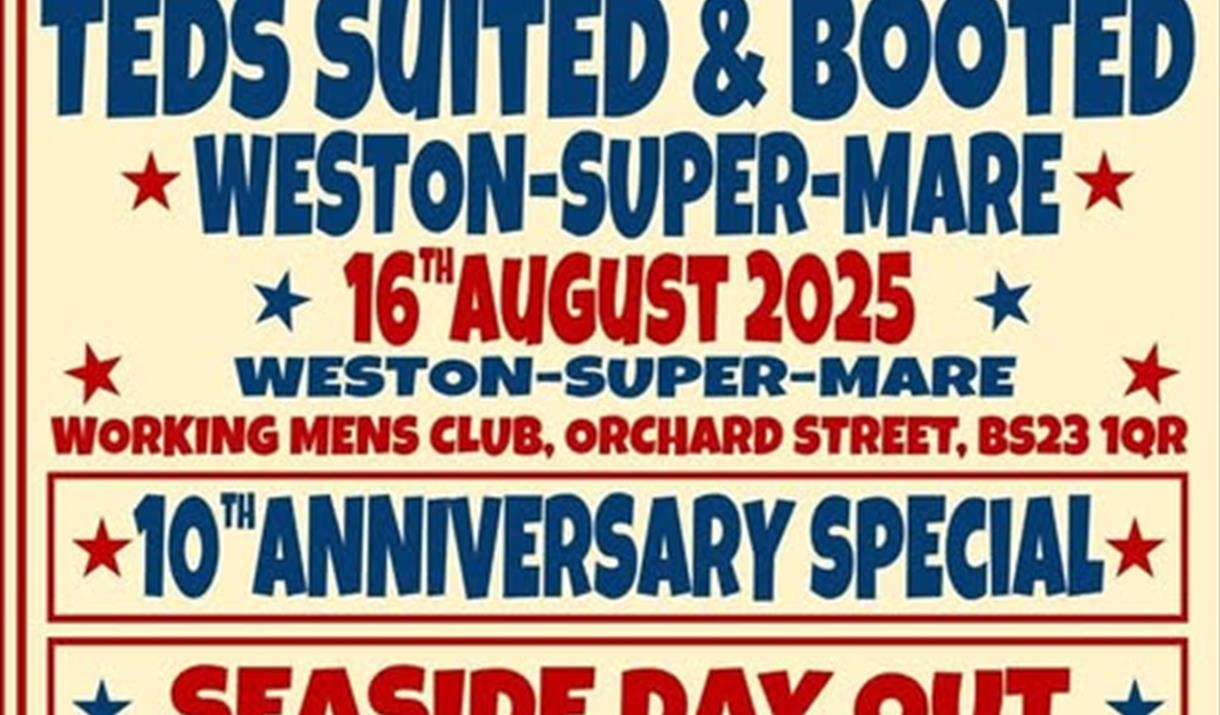 Poster advertising a Teddy Boys Seaside Day Out in Weston-super-Mare