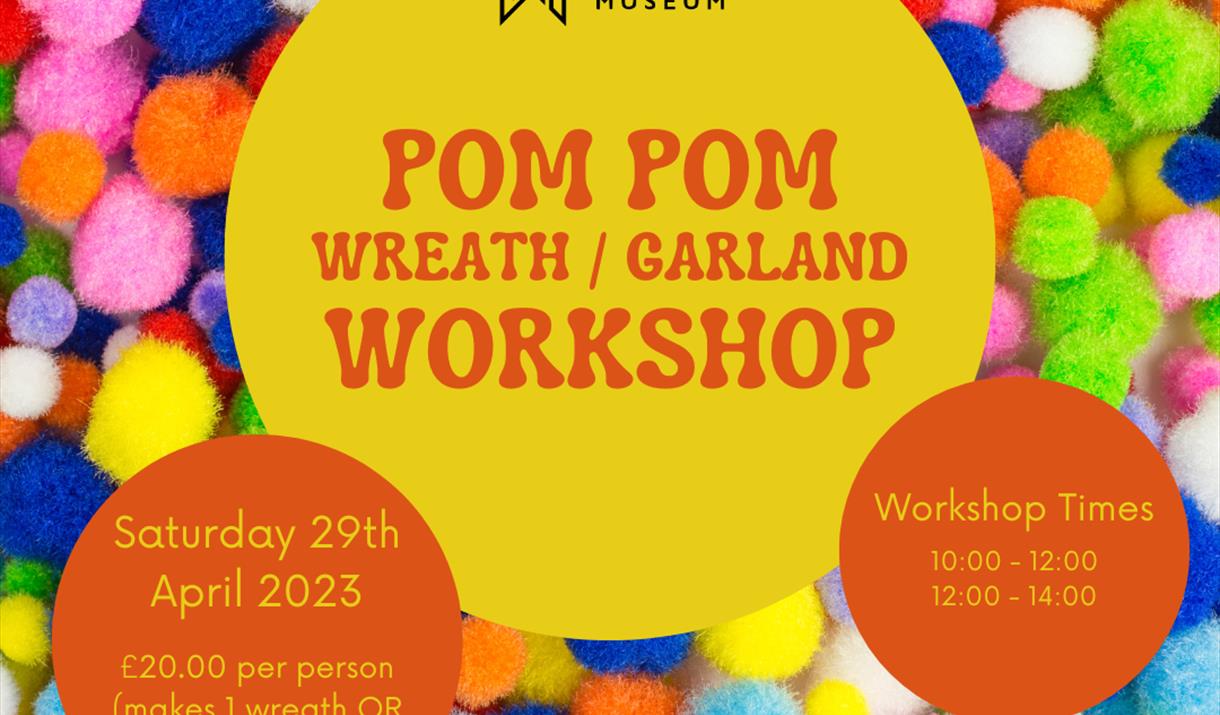 square image with colourful pom poms