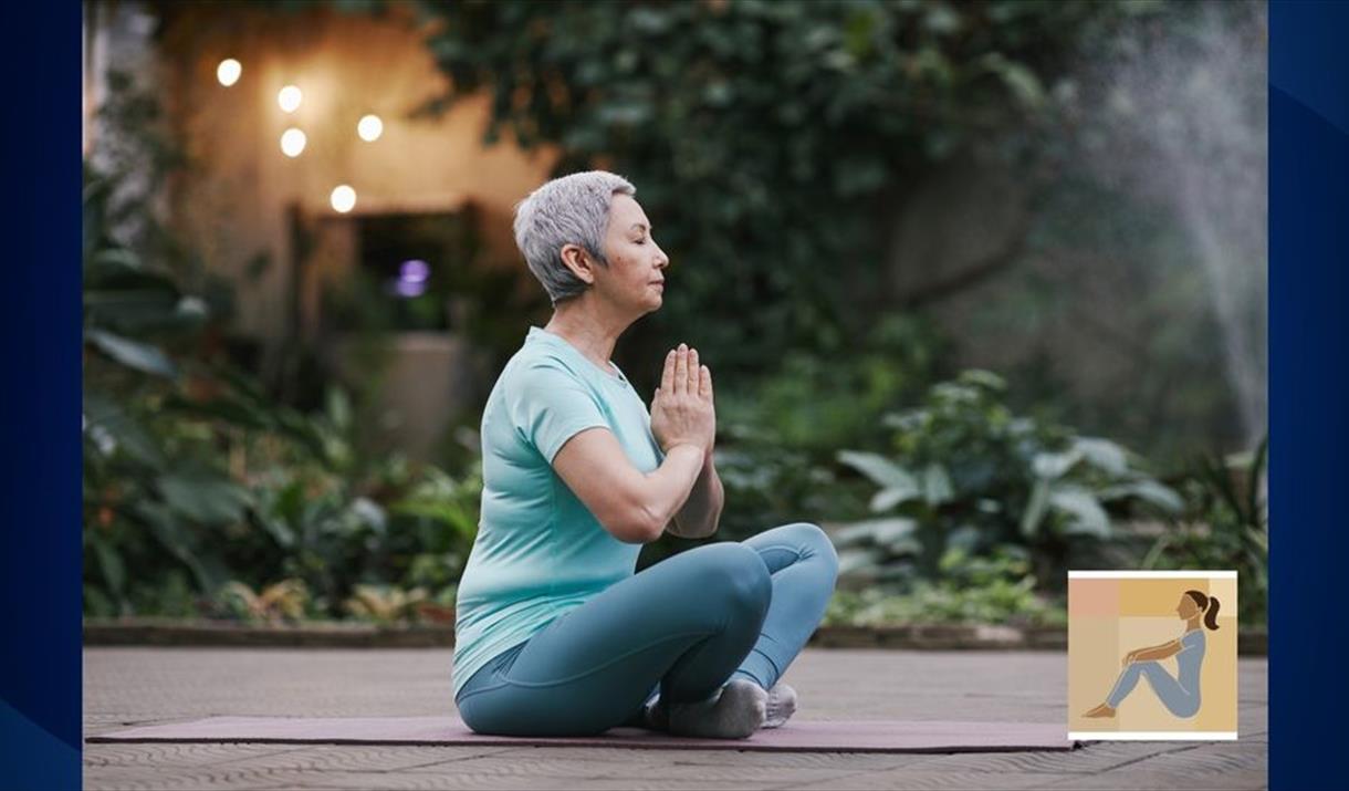 Woman doing yoga out of doors