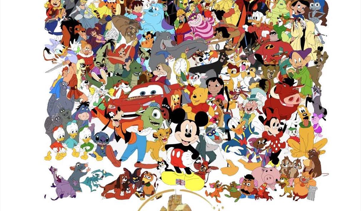 Poster with a collage of Disney characters