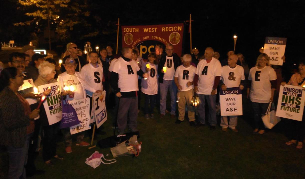 Candle lit vigil Weston Hospital with Christmas Carols
