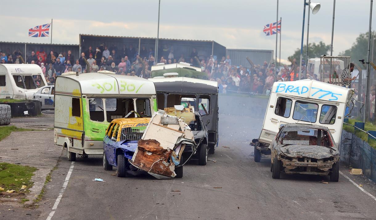 Caravan racing at a banger racing event