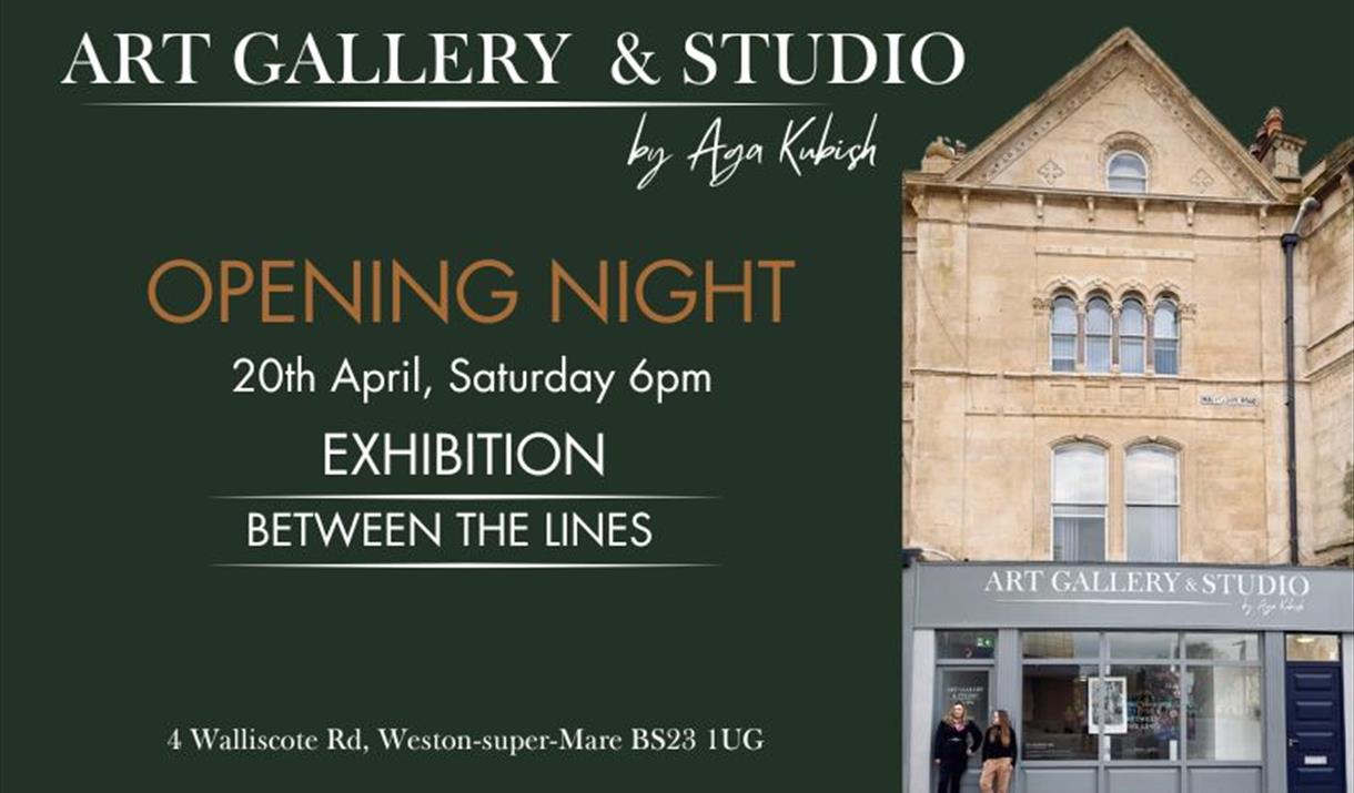 Photograph of the Art Gallery & Studio won a green background with invitation.