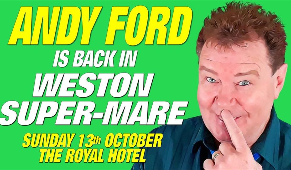 Comedian Andy Ford advertising his show in Weston-super-Mare