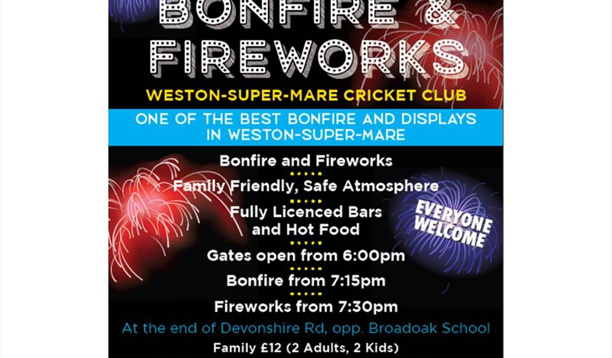 Weston super Mare Cricket Club Bonfire and Firework Spectacular