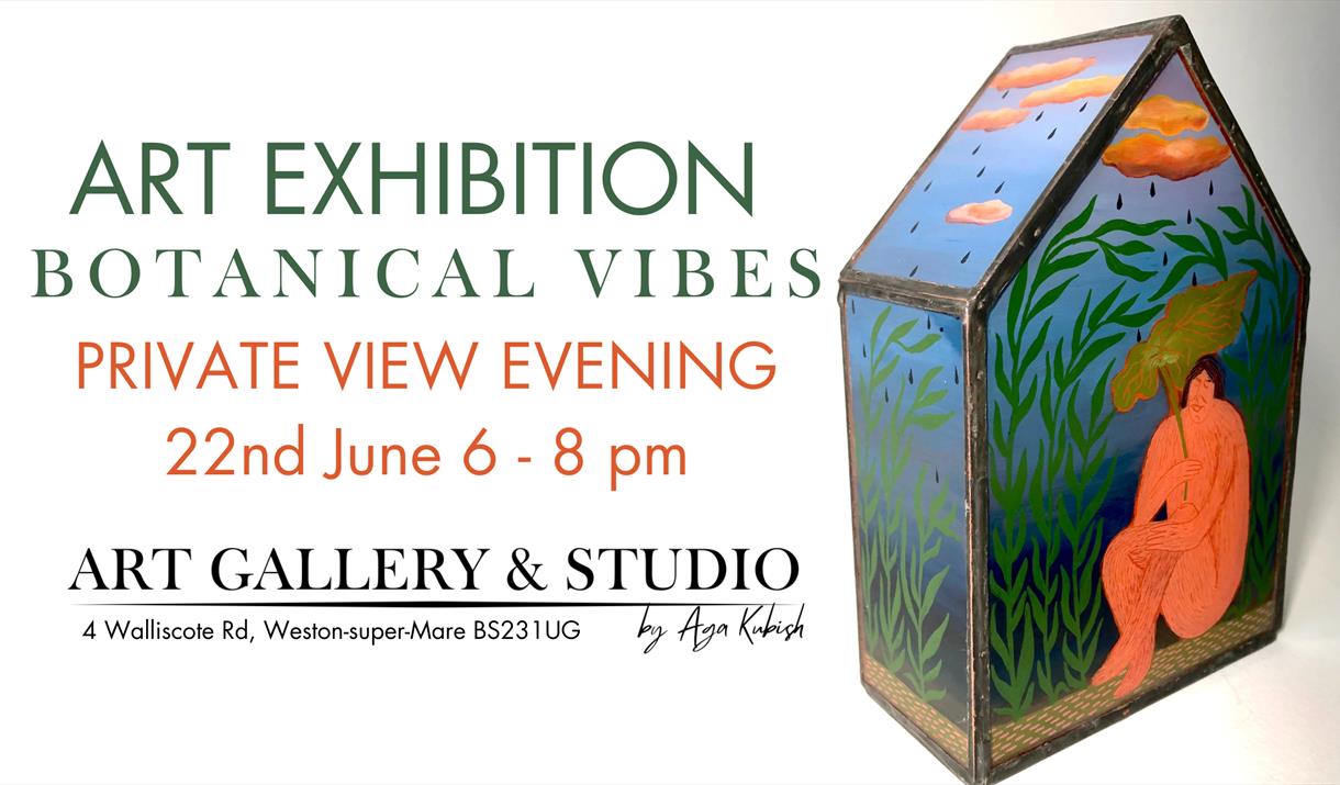 Exhibition poster - private viewing of Botanical Vibes with event information.