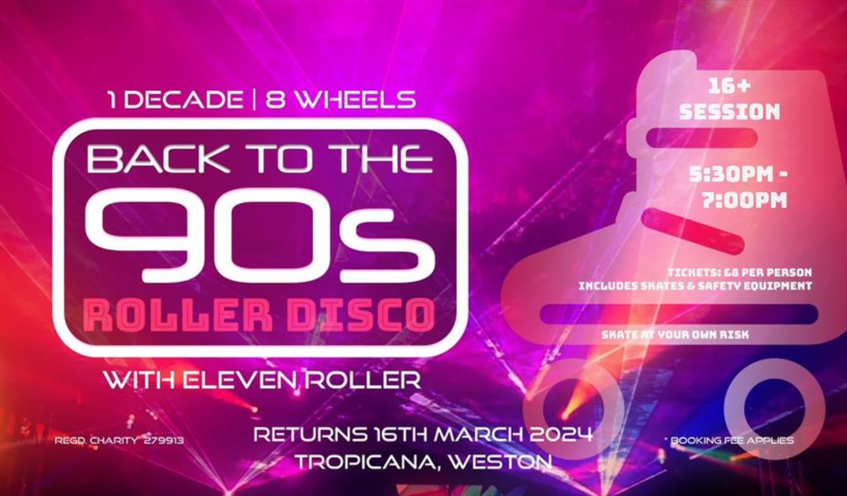 A roller skate image advertising a roller disco