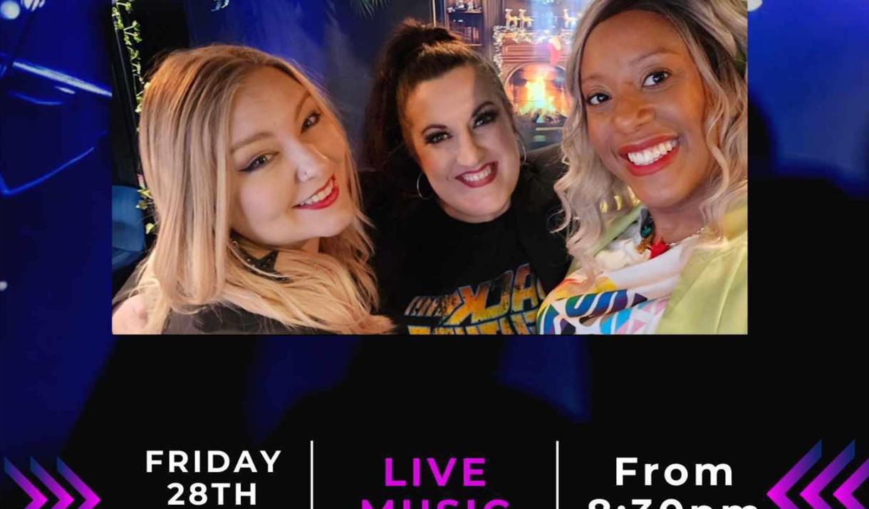 The three female band members of Encore - a vocal harmony group