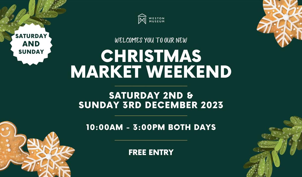 Largely bottle green poster advertising a Christmas Market weekend