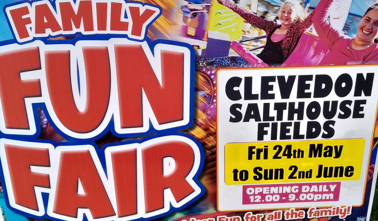 Brightly coloured poster advertising a fun fair