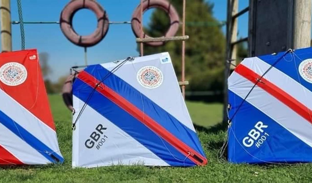 Three Coronation Kites in Union Jack colours