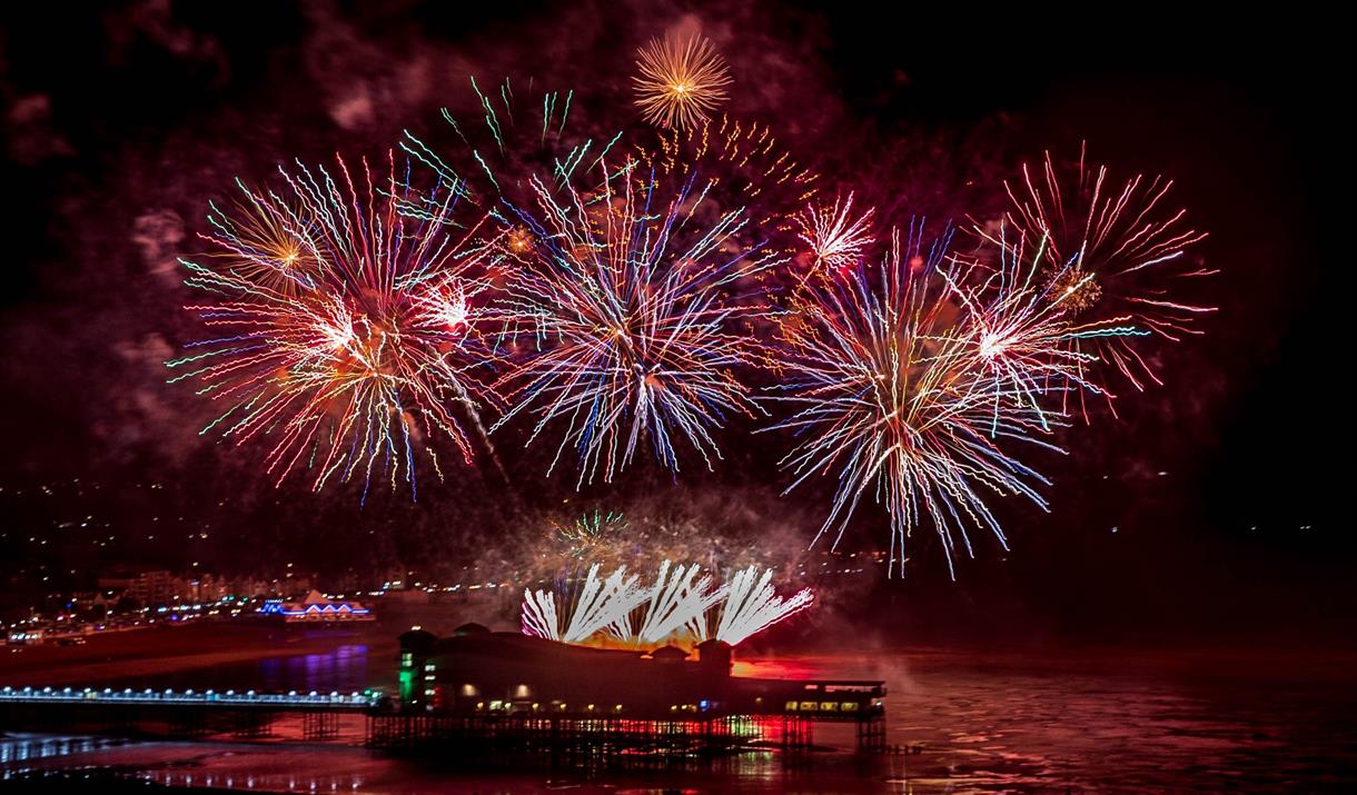 Fireworks in the sky above Weston-super-Mare's Grand Pier