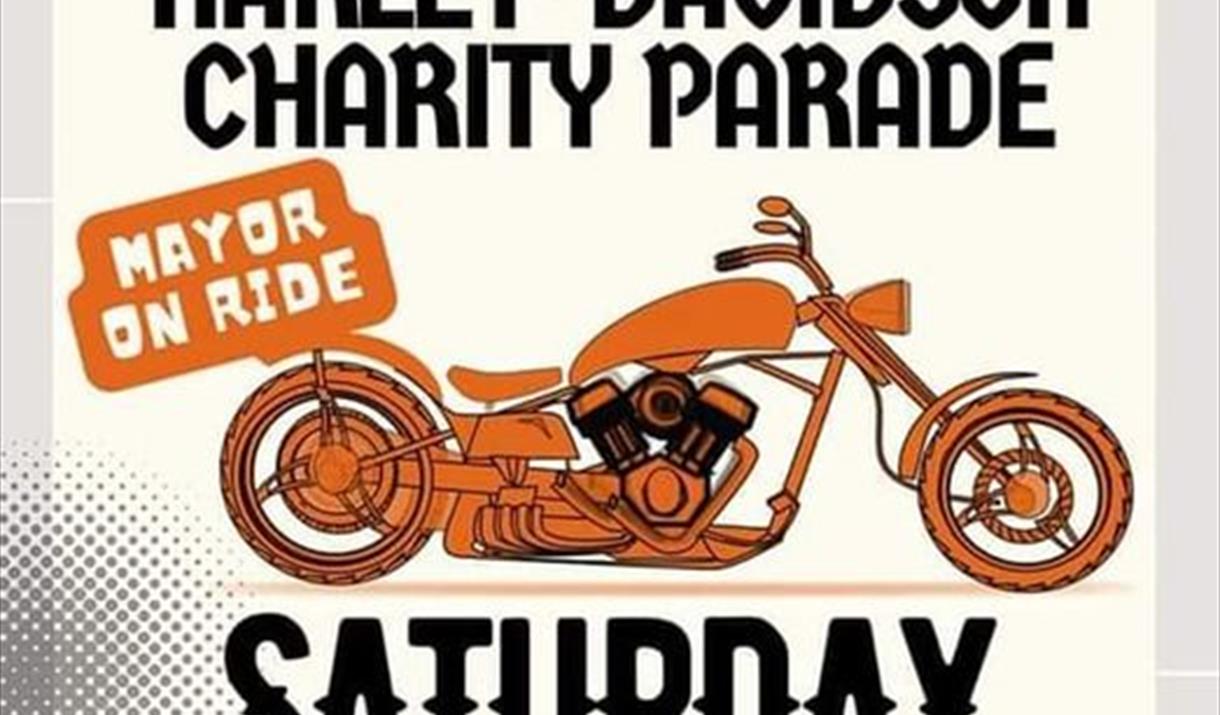 Poster advertising the annual Grand Harley Davidson Charity Parade