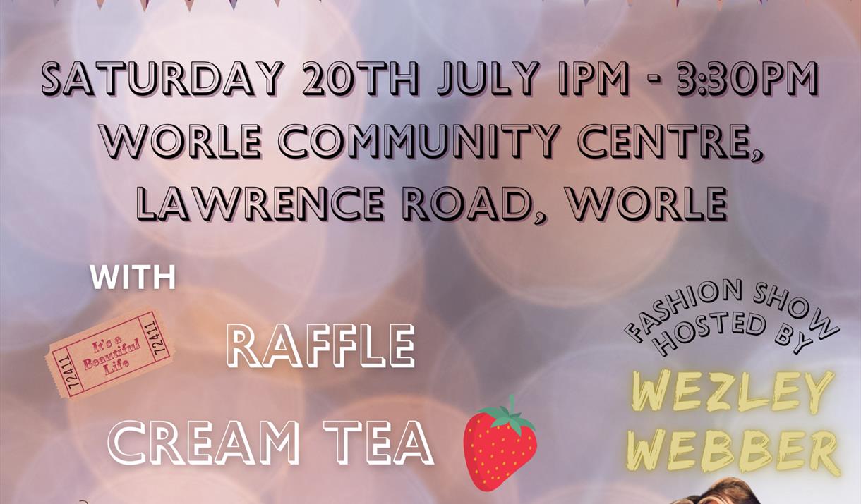 Event fundraising poster with details of the event including a photograph of Wezley Webber, fashion show host.
