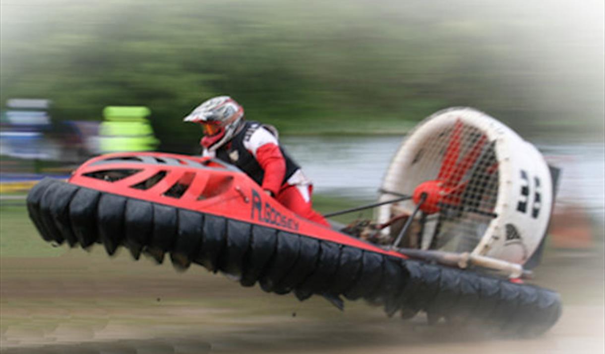 A Hovercraft racer in action