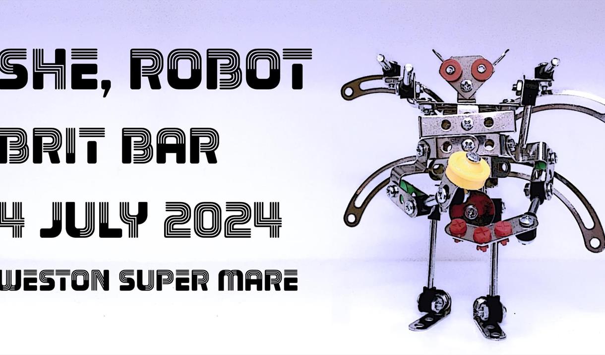 Poster with event details and a image of a robot.