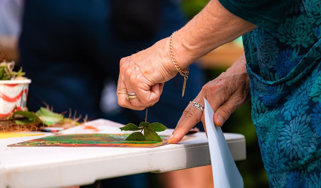 Photograph of a person crafting.