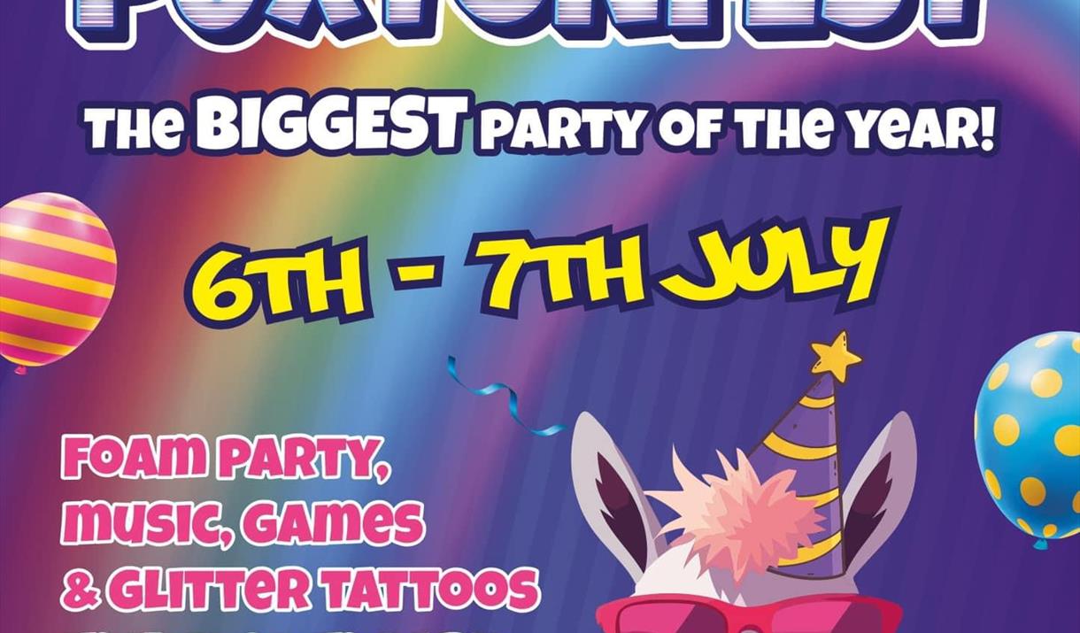 Bright poster with an image of a unicorn and all event details.