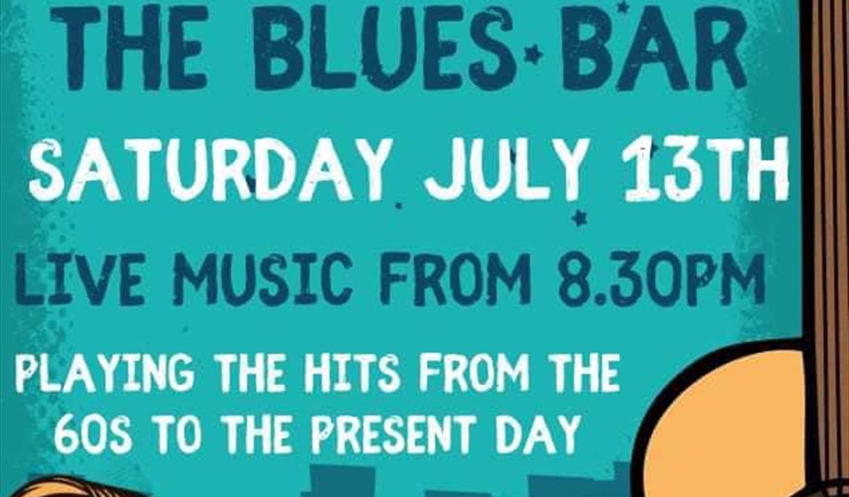 Event poster in bright blues and greens with all event information.
