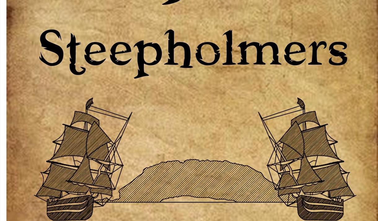 Drawing of a boat with large sails and wording 'The Steepholmers'