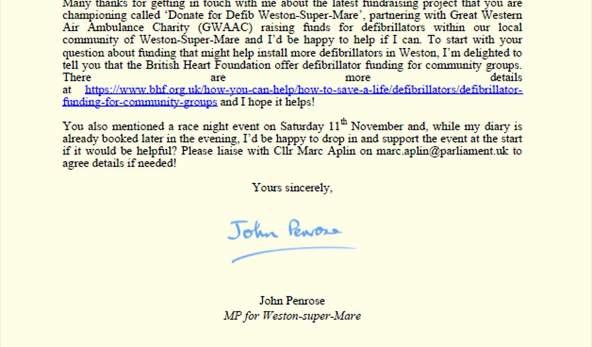 Image of Letter From John Penrose, MP WSM.